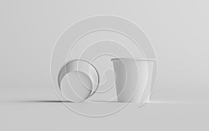 4 oz. Small Single Wall Paper Espresso  Coffee Cup Mockup  - Two Cups. 3D Illustration