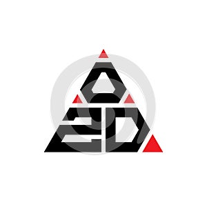 OZD triangle letter logo design with triangle shape. OZD triangle logo design monogram. OZD triangle vector logo template with red