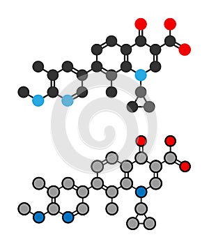Ozenoxacin antibiotic drug molecule, used in treatment of impetigo