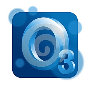 Ozone 3D square icon - greenhouse gas, O3 formula photo