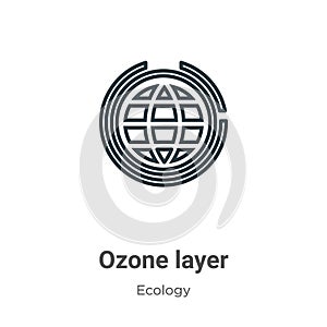 Ozone layer outline vector icon. Thin line black ozone layer icon, flat vector simple element illustration from editable ecology