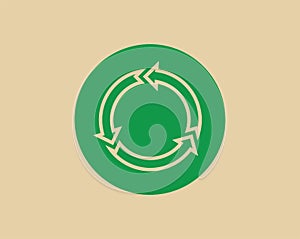 Recycle waste symbol and green arrow logo web icon concept.