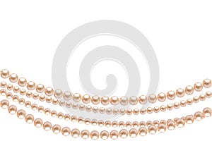 Beautiful pearl necklace. Jewel. Bead decoration. Vector. Border. Image of strands of pearls, necklaces on a white background.