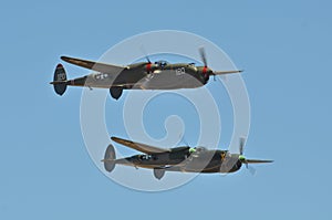 P-38 Airplane against Blue Sky