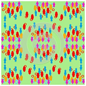 Playful abstract bloom on soft green.