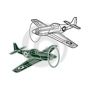 P-51 Fly mustang illustration vector