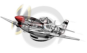 P-51 Mustang WWII Airplane Cartoon