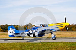 P-51D Mustang Fighter Plane on the Runway