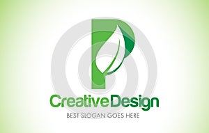 P Green Leaf Letter Design Logo. Eco Bio Leaf Letter Icon Illustration Logo.