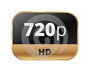 720p hd logo icon in black and gold design for high-resolution media