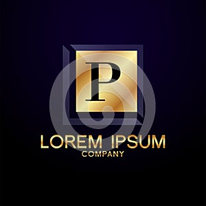 P Letter Alphabet Gold Premium Logo