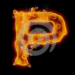 P - Letter of the Alphabet Made of Fire