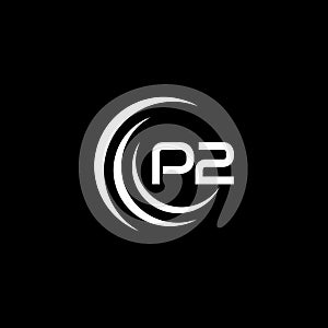 P2 letter logo design on black background.P2 creative initials letter logo concept.P2 letter design photo