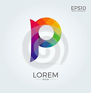 P Letter Logo Icon Mosaic Pattern Design template Element in smaller case