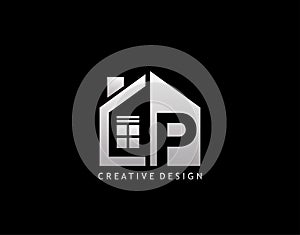P Letter Logo. Negative Space of Initial P With  Minimalist House Shape Icon
