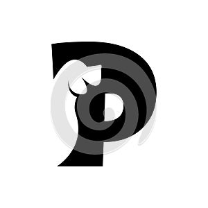 P letter with a negative space dog logo