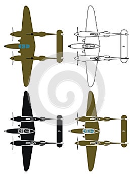 P38 Lightning in top view