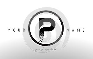 P Logo Letter with Digital Pixel Tech Design Vector.