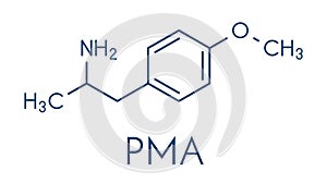 p-methoxyamphetamine PMA hallucinogenic drug molecule. Frequently leads to lethal poisoning when mistaken for MDMA XTC, ecstasy