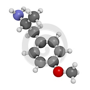 p-methoxyamphetamine (PMA) hallucinogenic drug molecule. Frequently leads to lethal poisoning when mistaken for MDMA (XTC, ecstasy