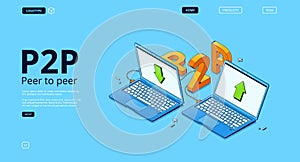 P2P network banner, peer to peer connection