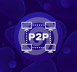 p2p network icon, peer to peer connection vector
