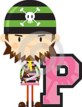 P is for Pirate Educational Illustration