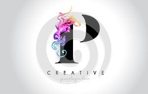 P Vibrant Creative Leter Logo Design with Colorful Smoke Ink Flo photo