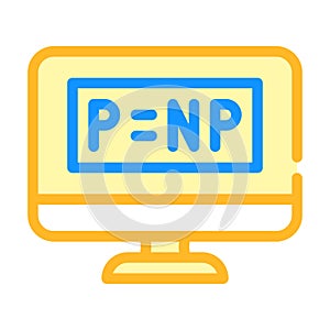 P vs NP unsolved problem in computer science color icon vector illustration