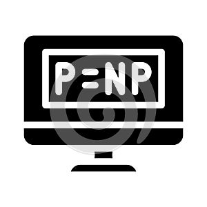 P vs NP unsolved problem in computer science glyph icon vector illustration