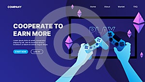 P2E Crypto Games Landing Page Concept. Choose your joystick. Earn money playing crypto games