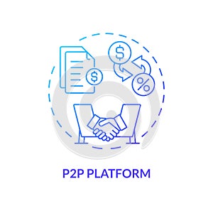P2P platform blue gradient concept icon