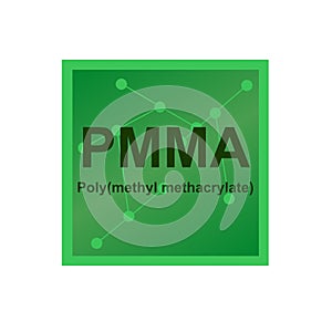 Vector symbol of Polymethyl methacrylate Ã¢â¬â PMMA polymer on the background from connected macromolecules photo