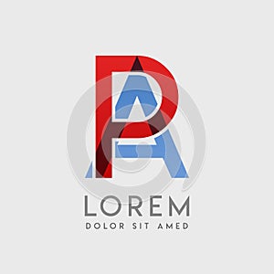 PA logo letters with blue and red gradation