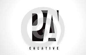 PA P A White Letter Logo Design with Black Square.