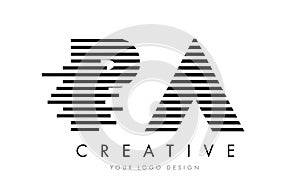 PA P A Zebra Letter Logo Design with Black and White Stripes