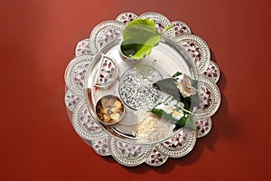 Paan-betel leaves decorated & served in silver plate