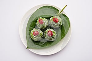 Paan Coconut Laddu is indian sweet made using betel leaves and nariyal