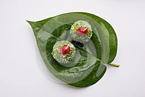 Paan Coconut Laddu is indian sweet made using betel leaves and nariyal