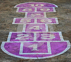 Paandi or Nondi - A Traditional Indian Hopscotch Game - Ground with Numbers - Leisure and Fun Activity for Children