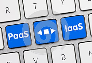 PaaS or IaaS - Inscription on Blue Keyboard Key