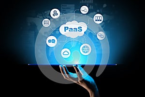 PaaS - Platform as a service, Internet technology and development concept.