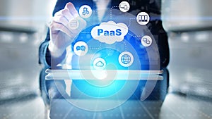 PaaS - Platform as a service, Internet technology and development concept.