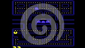 Pac-man characters set. Retro video game. The Most selling game in 1980.