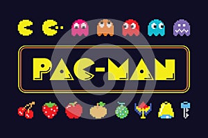 Pac-man screen retro game editorial