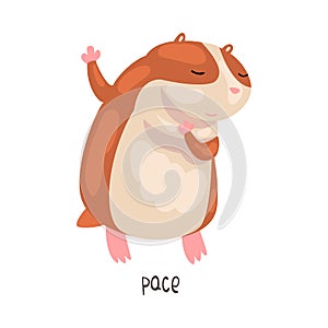 Pace English Language Preposition of Place and Cute Hamster Character, Educational Visual Material for Children