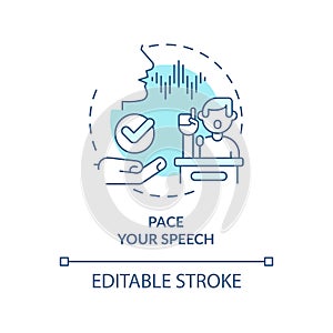 Pace your speech turquoise concept icon