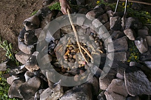 Pachamanca ceremony in Peru. photo