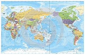 Pacific Centred World Political Map