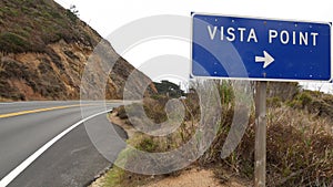 Pacific coast highway 1, ocean vista point road sign, Cabrillo road, California.